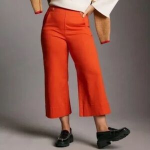 Maeve Buttoned Cropped Wide-Leg Culottes - Red